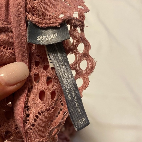 💚 Aerie | Lace Bralette Sports Bra - Small - Dusty Rose - Picture 5 of 6